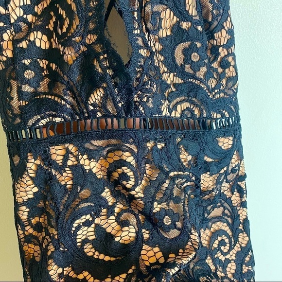 Tobi Lace Black and Nude Lace Up Back Mini Dress - Picture 6 of 6